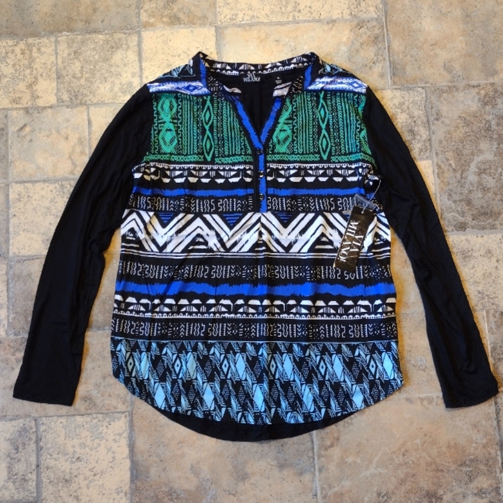 Via Milano vibrant print top size small BNWT